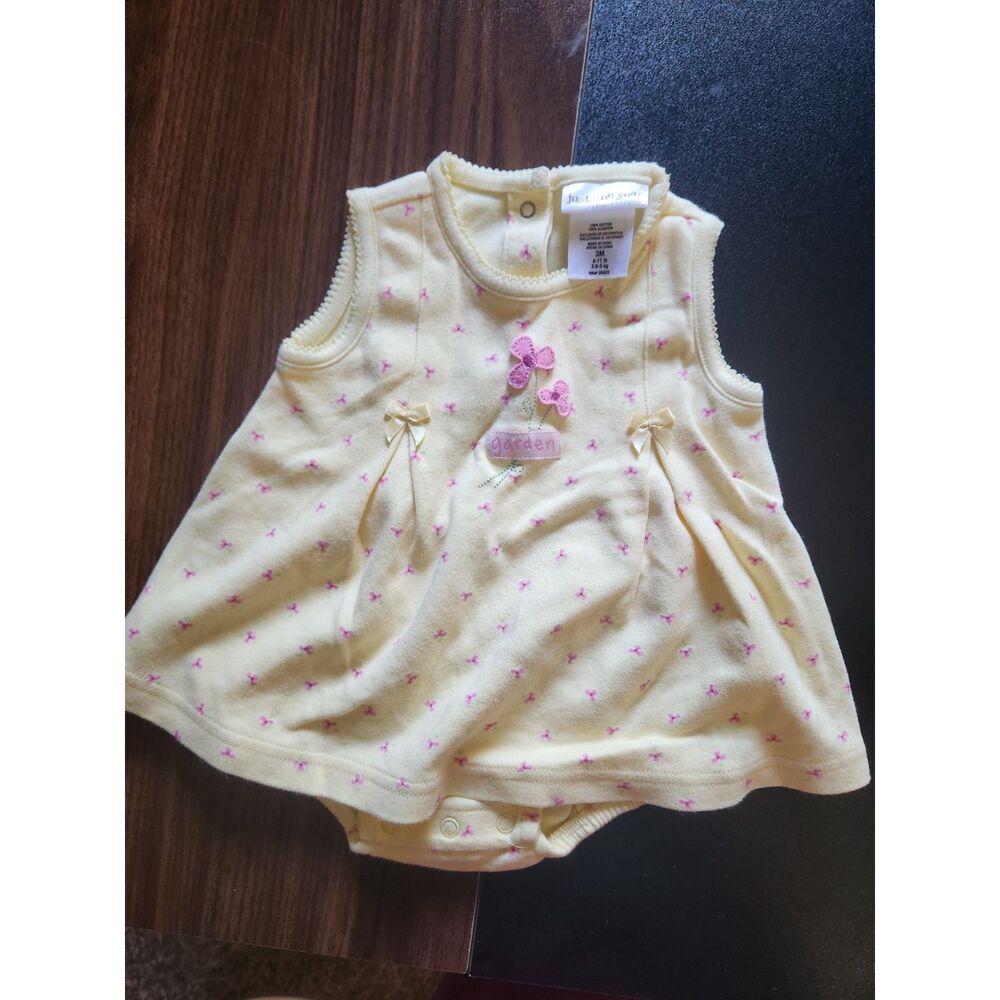 Carter's Just One You Baby Girl 3M Yellow Butterfly Dress Bodysuit Onesie